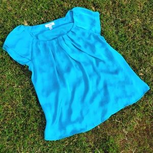 Blue Short Sleeve Dress Barn Blouse EUC